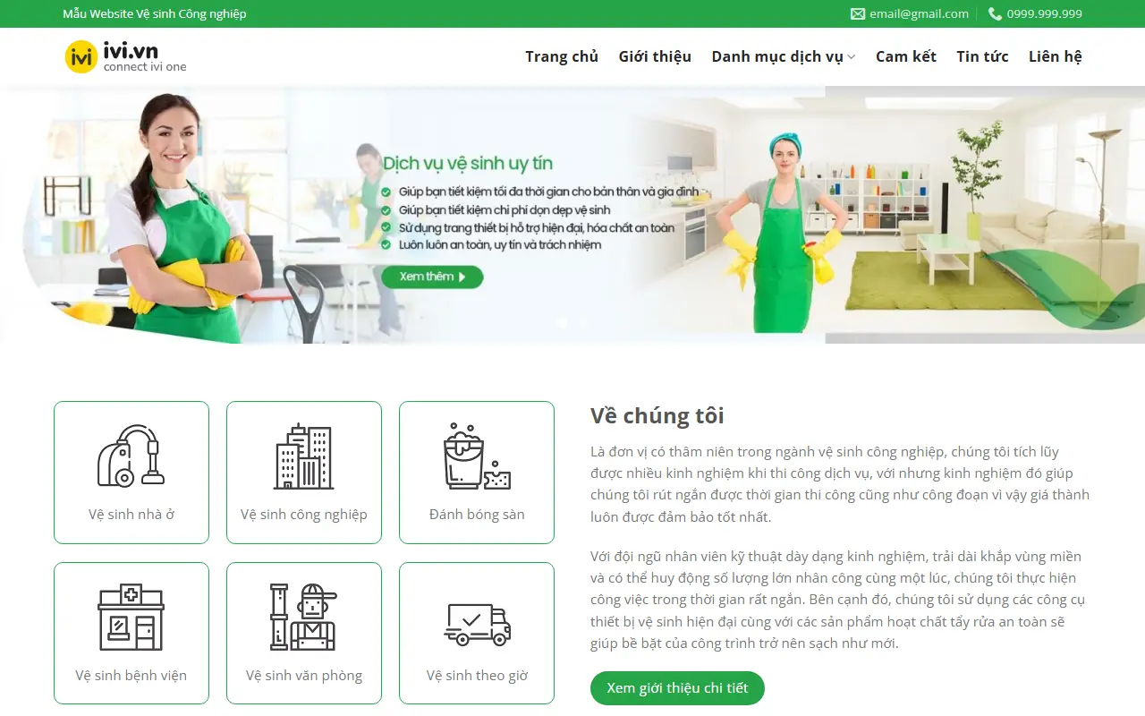 Mẫu website vệ sinh & giúp việc — Vệ Sinh