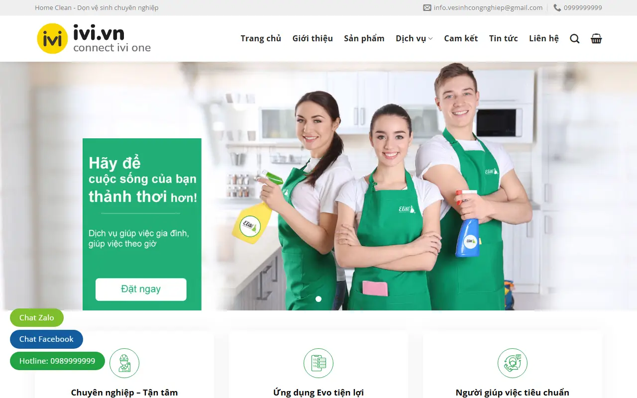 Mẫu website vệ sinh & giúp việc — Dịch vụ dọn nhà – Dọn nhà giá rẻ