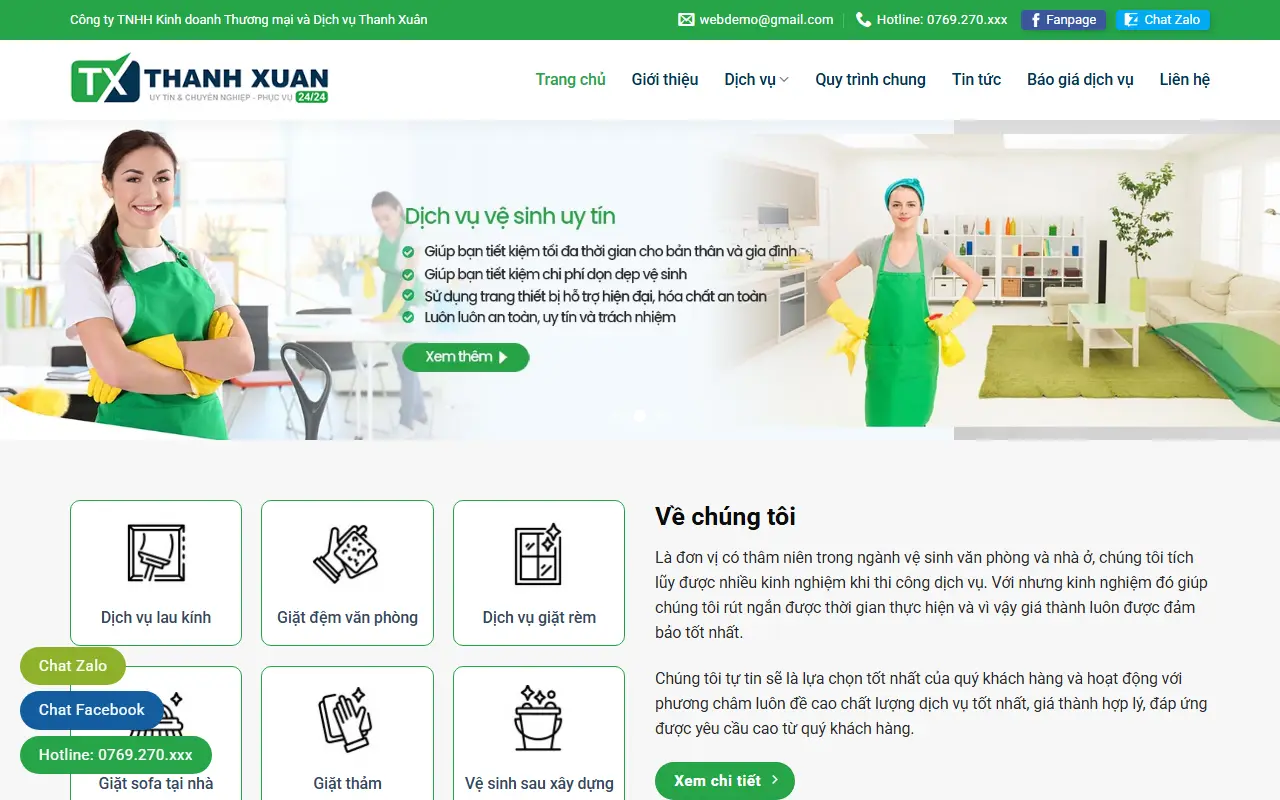 Mẫu website vệ sinh & giúp việc — Mẫu web giặt thảm văn phòng #2