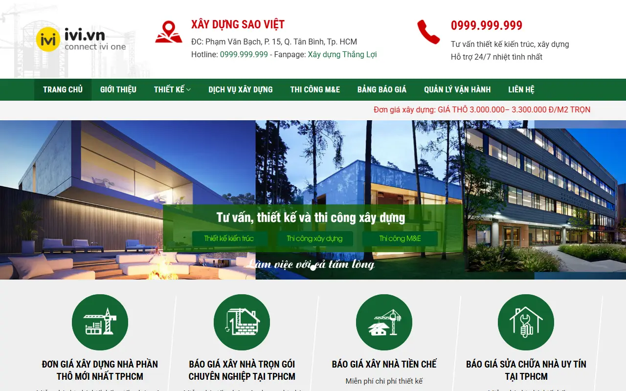 Mẫu website xây dựng & sửa nhà — Xây dựng #3
