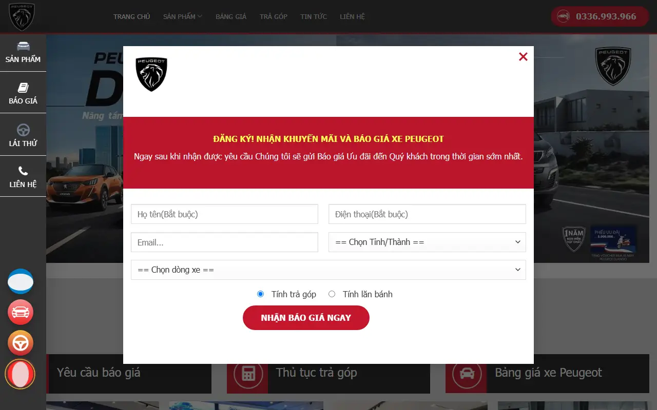 Mẫu website mua bán ô tô — Peugeot #2
